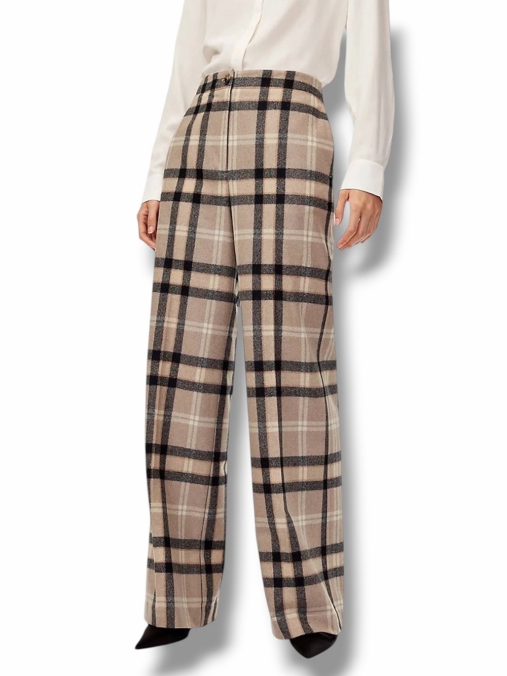 Aritzia Wilfred Madelon Wool Blend Wide Leg Tartan Plaid Pant